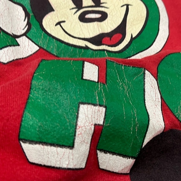 Vintage 1980s Mickey Mouse Disney Cartoon Christmas Ugly Sweatshirt - Picture 2 of 7